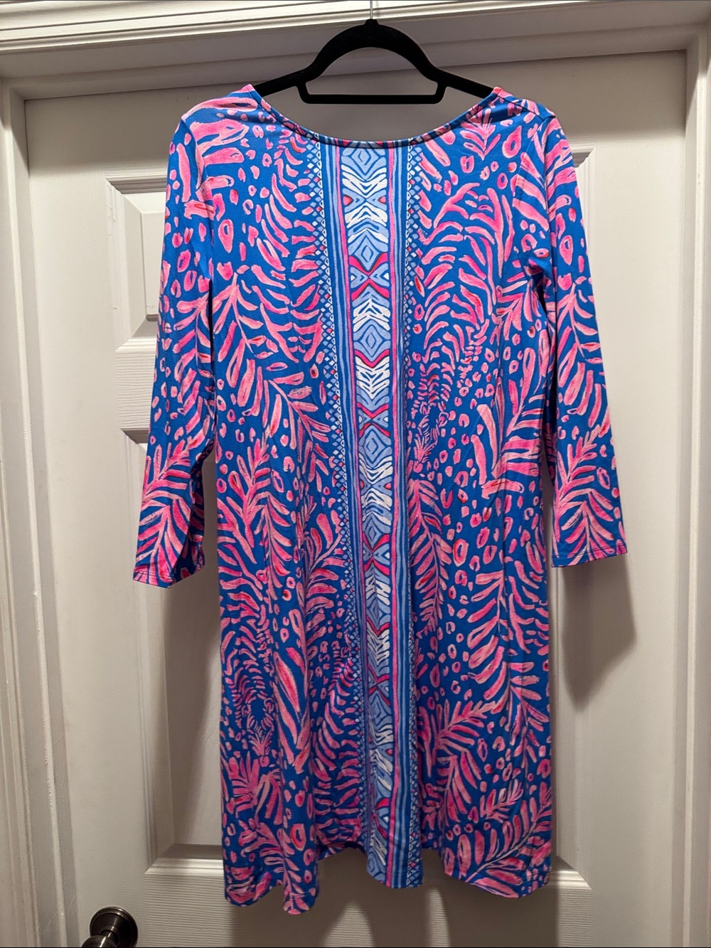 NWT Lilly Pulitzer Ophelia  Blue & Pink Printed Shift Dress size L